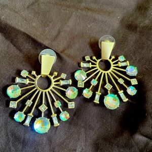 Dressy unique iridescent rhinestone earrings. Reflective and unique